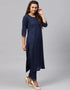 Navy Blue Pure Cotton Pant Suit Closure View