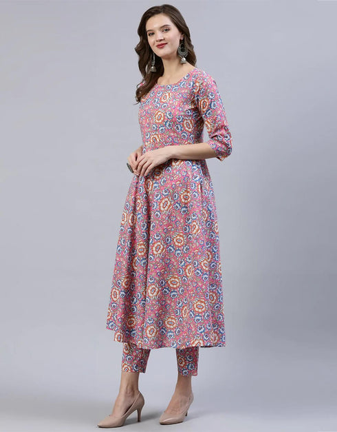Pink Pure Cotton Pant Suit Closure View