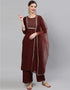 Brown Viscose Rayon Palazzo Suit