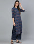 Blue Pure Cotton Palazzo Suit Closure View