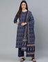 Blue Pure Cotton Palazzo Suit
