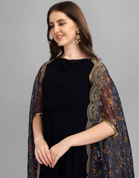 Black Latest Designer Party Wear Georgette Gown Salwar Kameez