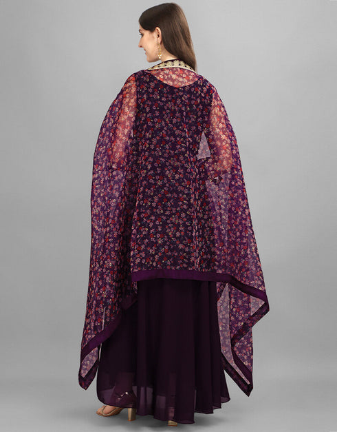 Black Latest Designer Party Wear Georgette Gown Back View