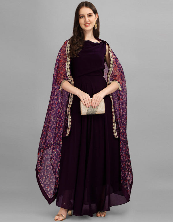 Black Latest Designer Party Wear Georgette Gown