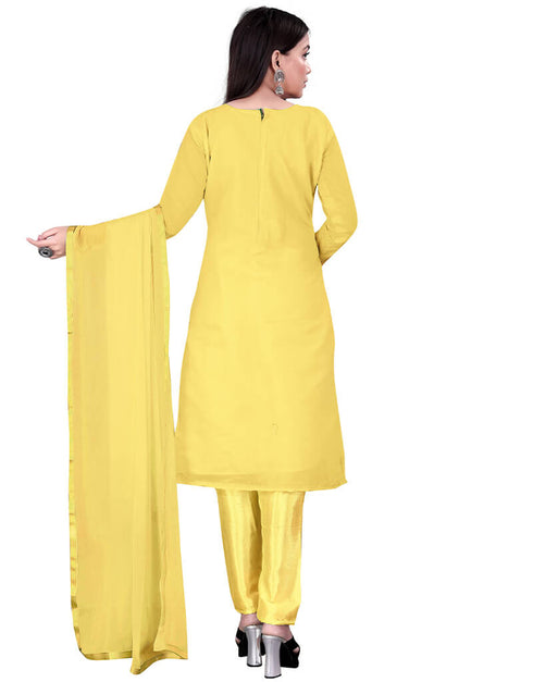Yellow Chanderi Cotton Pant Salwar Suit Salwar Kameez