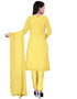 Yellow Chanderi Cotton Pant Salwar Suit Salwar Kameez