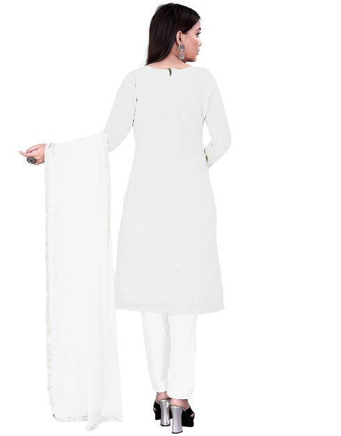 White Chanderi Cotton Pant Salwar Suit Salwar Kameez