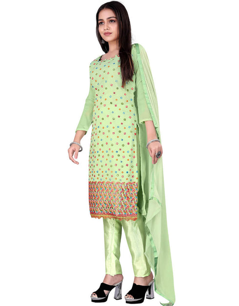 Pista Chanderi Cotton Pant Salwar Suit Closure View