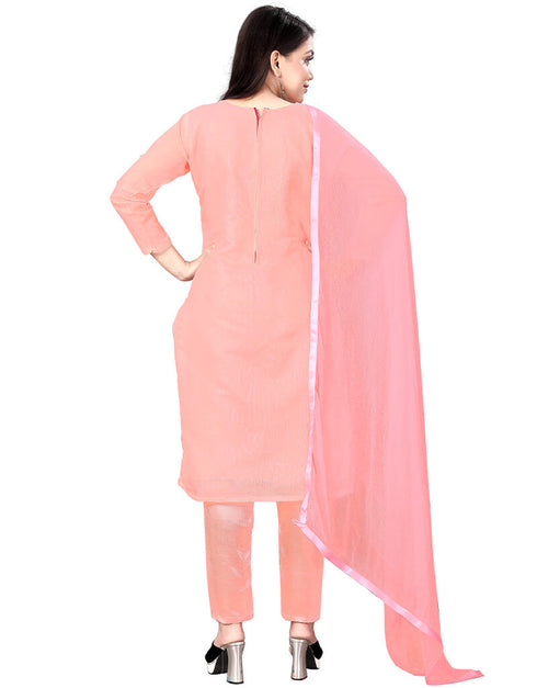 Pink Chanderi Cotton Pant Salwar Suit Closure View
