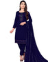 Navy Blue Chanderi Cotton Pant Salwar Suit