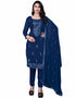 Navy Blue Chanderi Cotton Pant Salwar Suit