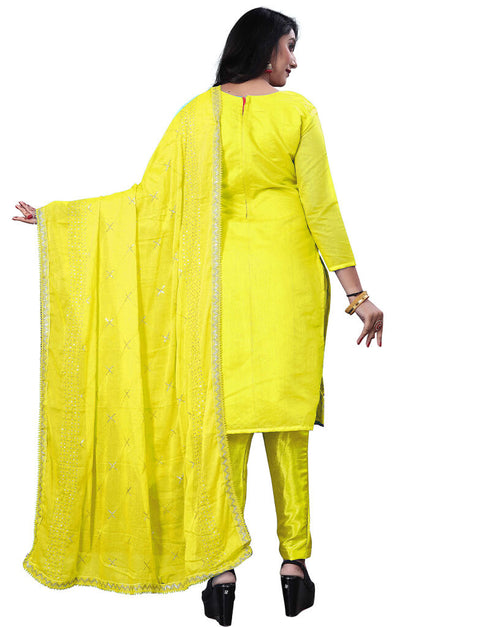 Rust Chanderi Cotton Pant Salwar Suit Back View