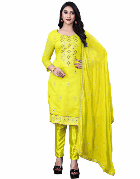 Rust Chanderi Cotton Pant Salwar Suit