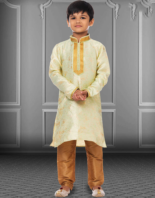 Lime Green Kurta Pajama Linen Silk