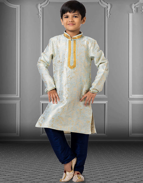 Sky Blue Kurta Pajama Linen Silk