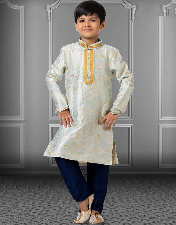 Sky Blue Kurta Pajama Linen Silk