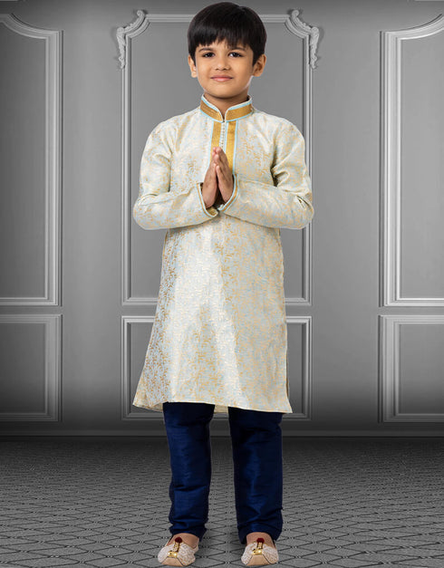 Sky Blue Kurta Pajama Linen Silk