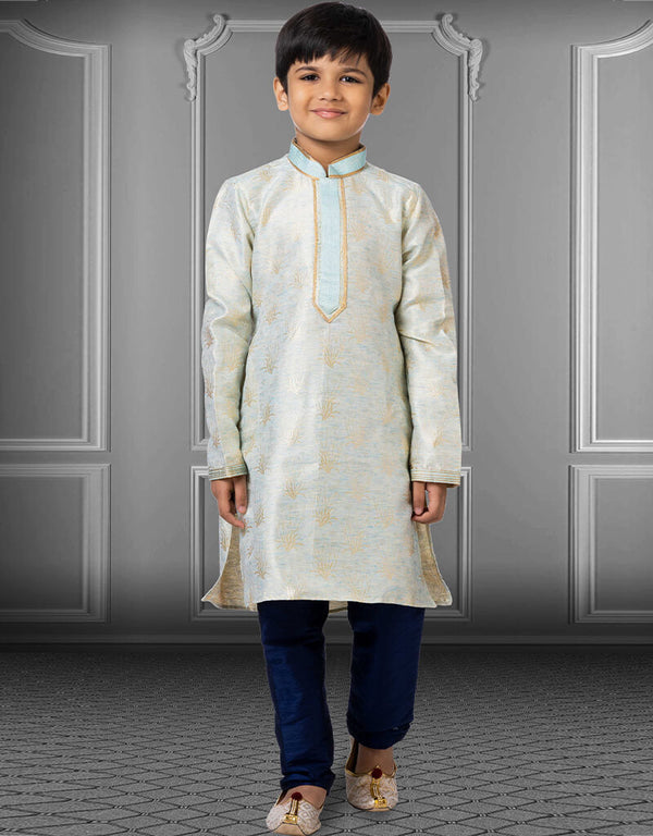 Sky Blue Kurta Pajama Linen Silk