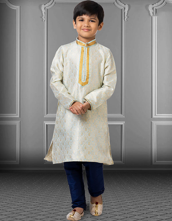 Sky Blue Kurta Pajama Linen Silk