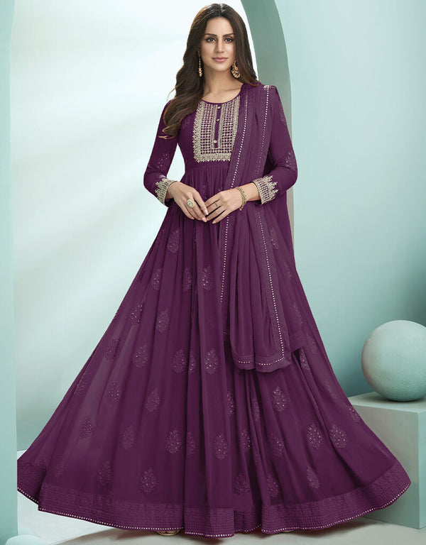 Purple Fox Georgette Anarkali Salwar Suit