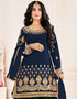 Navy Blue Fox Georgette Patiyala Salwar Suit Closure View