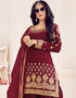 Maroon Fox Georgette Patiyala Salwar Suit Closure View