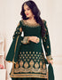 Bottle Green Fox Georgette Patiyala Salwar Suit Closure View
