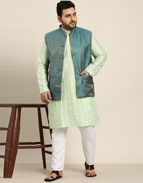 Beryl Green Kurta Silk Blend Pant Closure View