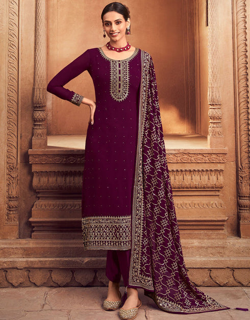 Barossa Pant style Salwar Kameez Georgette Salwar Kameez in Embroidery, Sequins & Lace Work