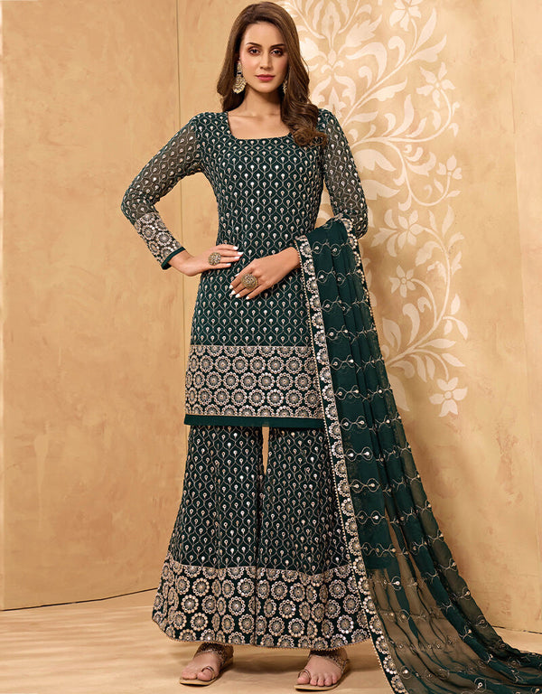 Green Georgette Sharara Suit