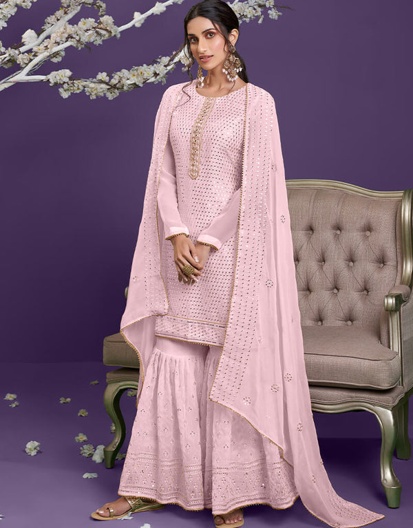 Pink Georgette Sharara Suit