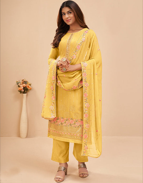 Yellow Georgette Pant Suit
