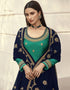 Green Blooming Faux Georgette Lehenga Suit Closure View