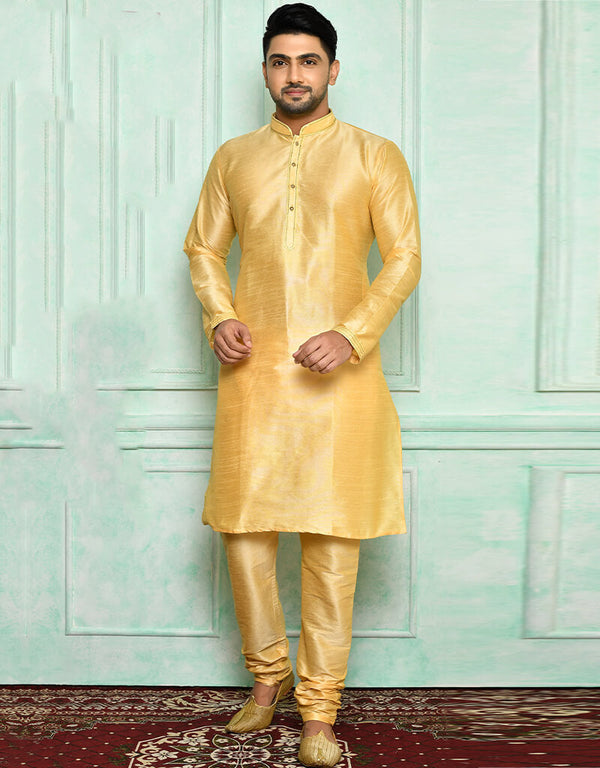 Gold Kurta Art silk Churidar