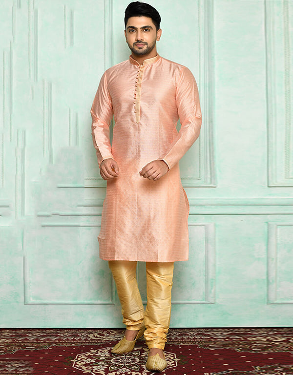 Pink Kurta Brocade Churidar