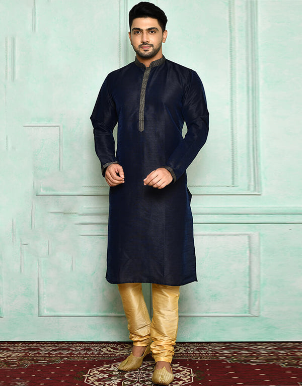 Navy Blue Kurta Art silk Churidar
