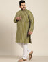 Brown Green Kurta Silk Blend Pant Closure View