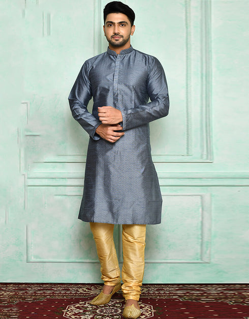 Gray Kurta Brocade Churidar