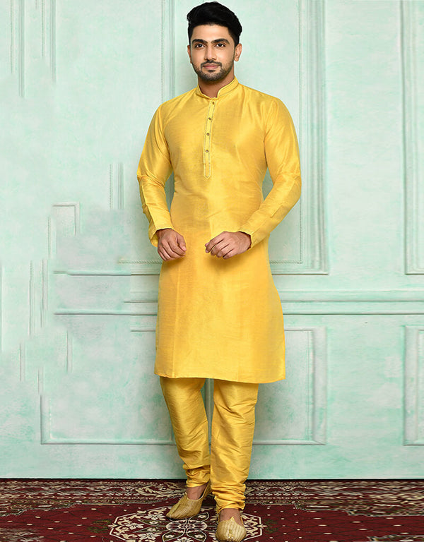 Yellow Kurta Art silk Churidar