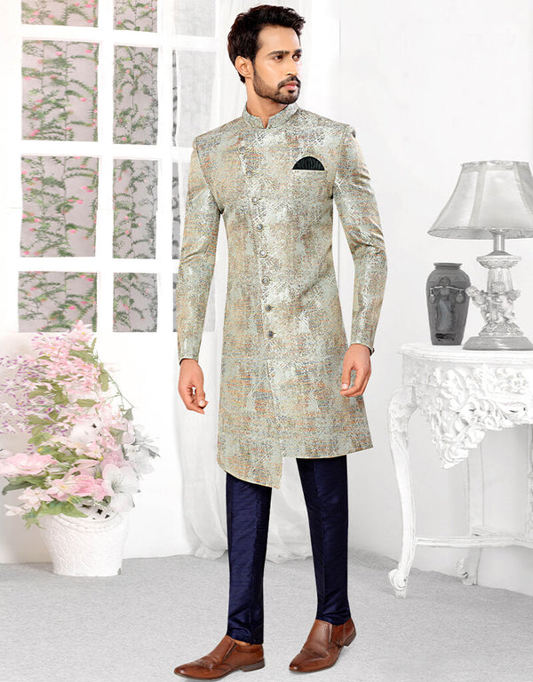 Sky Blue Kurta Jacquard Chudidaar
