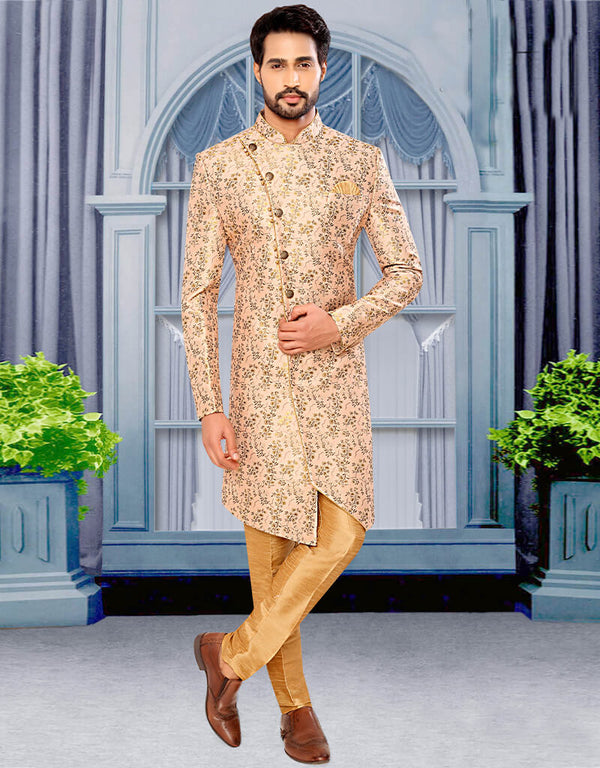 Light Pink Kurta Brocade Chudidaar