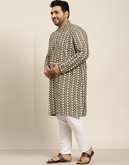 Dirt Brown Kurta Silk Blend Pant Closure View