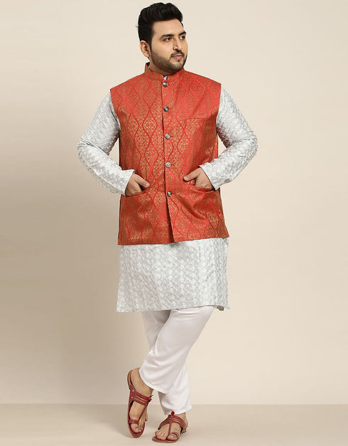 Pastel Grey Kurta Silk Blend Pant
