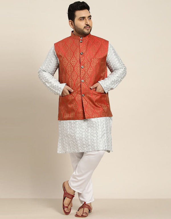 Pastel Grey Kurta Silk Blend Pant
