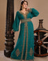 Dubai Peach Georgette Hand Zari Embroidery Kaftan