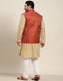 Sand Brown Kurta Silk Blend Pant Closure View