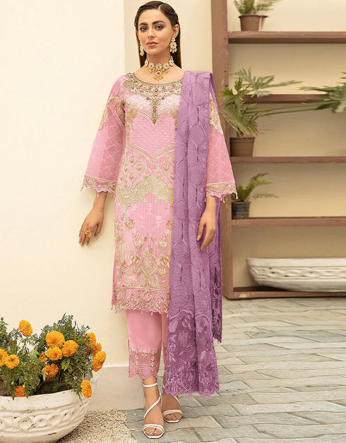 Pink Heavy Georgette Pant Salwar Suit