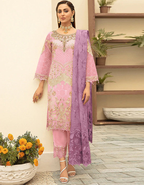 Pink Heavy Georgette Pant Salwar Suit