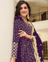 Purple Real Georgette Pant Suit Closure View
