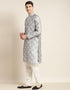 Grey Kurta Jacquard Silk Pant Closure View